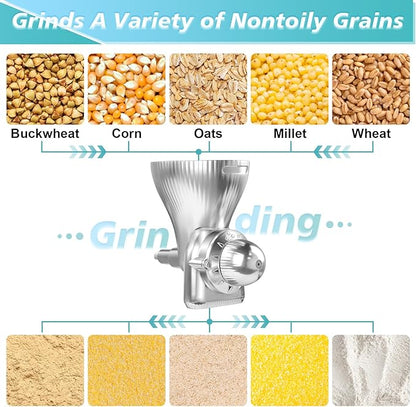 Grain Mill Attachment for Kitchenaid Stand Mixer, Kitchen Aid Accessories and Attachments Flour Mill, Mixer Attachment Wheat Grinder Fit for Grinding Wheat, Corn, Oats, Buckwheat and Other Cereals