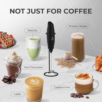 Zulay Kitchen Powerful Milk Frother Wand With 4 AA Duracell Batteries - Ultra Fast Handheld Drink Mixer - Electric Whisk Foam Maker for Coffee, Lattes, Cappuccino, Matcha & Creamer -