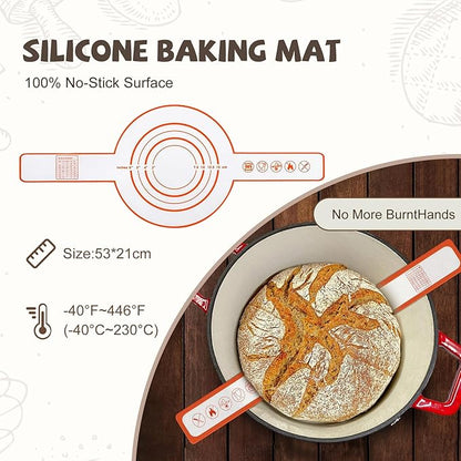 Sourdough Starter Kit, 26PCS Sourdough Bread Baking Supplies, Including a Sourdough Starter Jar (34OZ), Silicone Banneton Bread Proofing Basket Set of 2 (Silver cover, Large glass mouth)