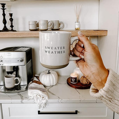 Sweet Water Decor Sweater Weather Stoneware Coffee Mug | Novelty Coffee Mugs | Microwave & Dishwasher Safe | 14oz Coffee Cup | Fall Gifts | Winter Coffee Mug