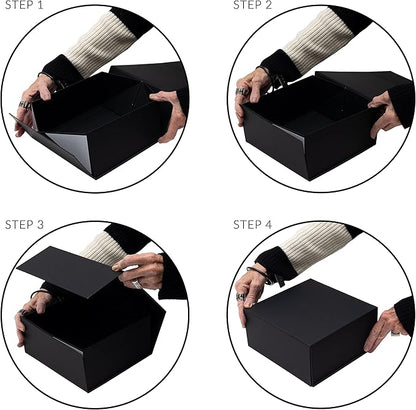 Prime Line Packaging Christmas Gift Boxes with Lids for Presents, Holiday Gift Boxes, Small Black Gift Box for Small Business, Birthdays, Weddings, Graduation, Bulk, 8x8x4, 15 Pack