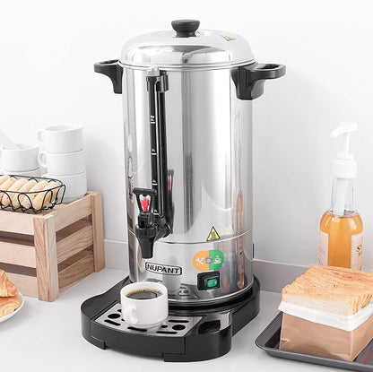 Commercial Coffee Urn 50 Cup/8L Coffee Dispenser with Upgraded Percolator, 304 Stainless Steel Hot Water Urn Beverage Dispenser with Keep Warm Mode, Large Coffee Maker for Catering Party