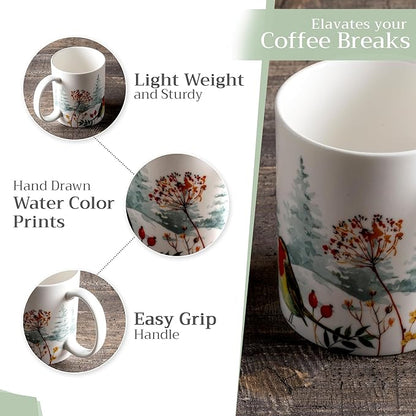 Maison d' Hermine Coffee Mug with Handles Fine Bone China Mugs Pack of One Tea Cups for Hot Beverages Cappuccino Latte Home Restaurant Office Perfect for Gift (Morzine - Chamonix, 15 Ounce)