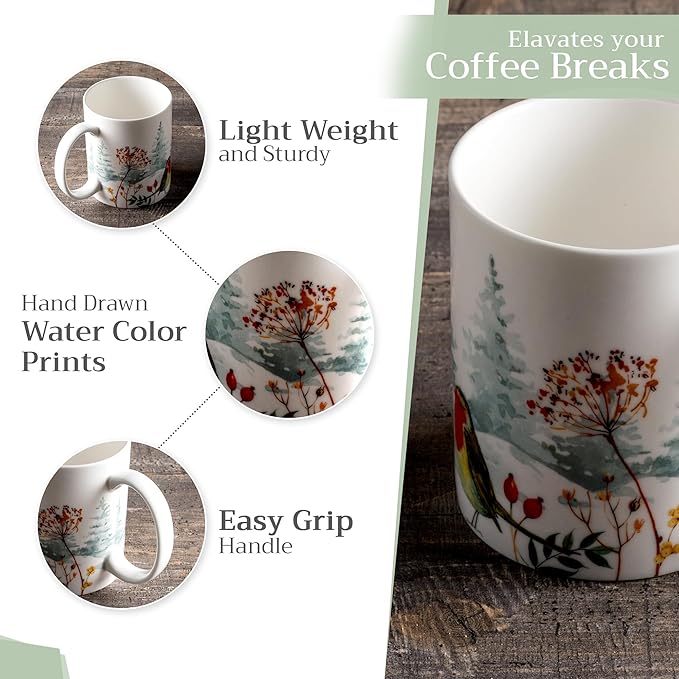 Maison d' Hermine Coffee Mug with Handles Fine Bone China Mugs Pack of One Tea Cups for Hot Beverages Cappuccino Latte Home Restaurant Office Perfect for Gift (Morzine - Chamonix, 12 Ounce)