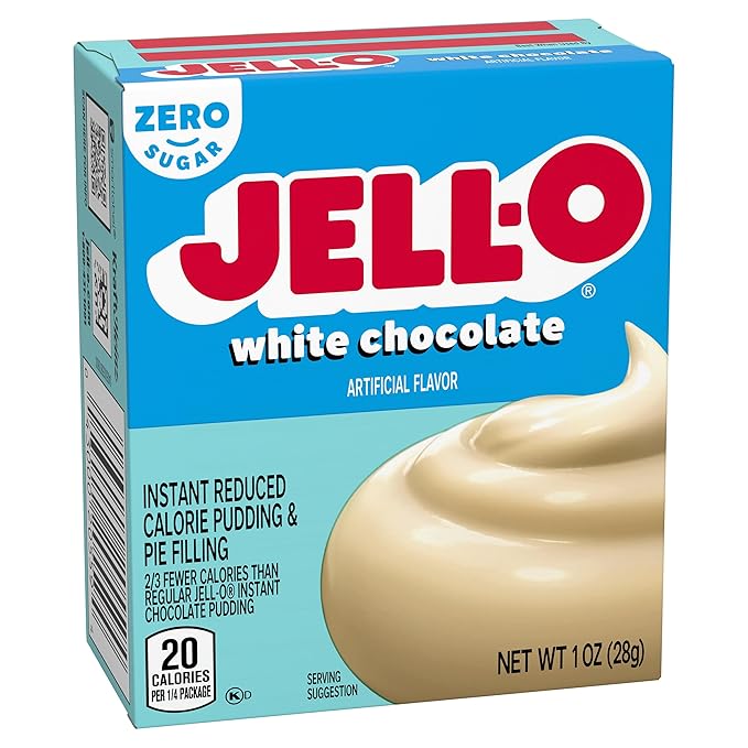Jell-O White Chocolate Sugar Free & Fat Free Instant Pudding & Pie Filling Mix, 24 ct Pack - 1 oz Boxes, As Seen on TikTok