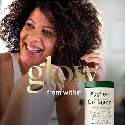 Great Lakes Wellness Collagen Peptides Powder for Skin, Hair, Nails, Joints & Digestion - Vanilla Flavored - Quick Dissolve Hydrolyzed, Non-GMO, Kosher - 10 oz