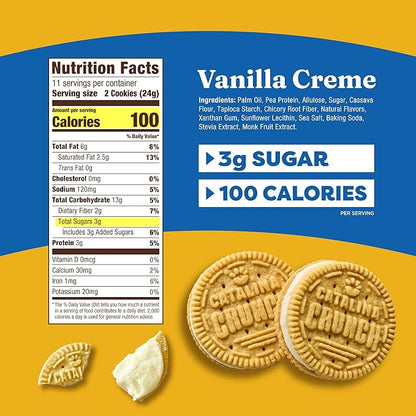 Catalina Crunch Protein Cookies, 4g Protein per Serving - Low-Sugar Sandwich Cookies - Gluten Free, Vegan - Keto Dessert Snacks - Vanilla Creme, 8.9 oz. (21 Count)
