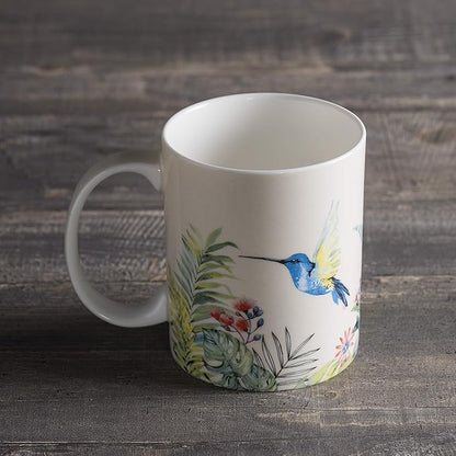 Maison d' Hermine Coffee Mug with Handles Fine Bone China Mugs Pack of One Tea Cups for Hot Beverages Cappuccino Latte Home Restaurant Office Perfect for Gift (Tropiques - Hummingbird, 15 Ounce)