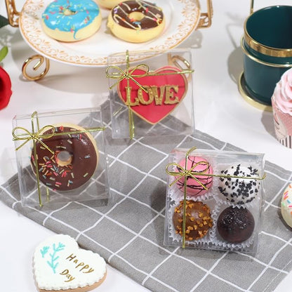 3.25"X3.25"X1.5" 50PCS Clear Cookie Boxes Packaging, Perfect for Displaying Small Items-Jewelry, Crafts, Treats,Oreos,Soap,Macaron,Chocolate Truffle, Donut, Mini Bakery, Brownie More Wedding Favors