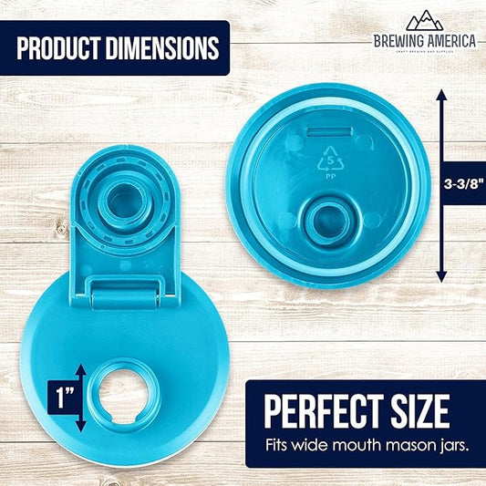 Brewing America Mason Jar Drinking Cup Pint and Half Drinking Lid and Azure 24oz Jar (2, Teal)