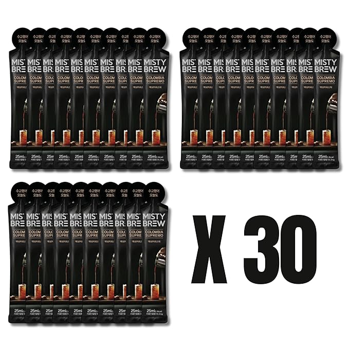Cold Brew Coffee Concentrate liquid, Single Serve Coffee Sticks, MistyBrew, Imported from Korea, Premium coffee (30 sticks, Supremo)