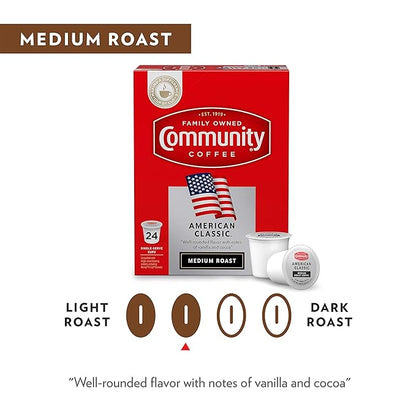 Community Coffee American Classic 24 Count Coffee Pods, Medium Roast, Compatible with Keurig 2.0 K-Cup Brewers, 24 Count (Pack of 2)