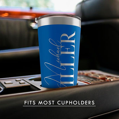 Personalized Tumbler with Engraved Name - 12 Designs, 20 Oz Coffee Tumbler with Slider Lid, Soft Pink, Double Wall Insulated - Custom Gifts for Women