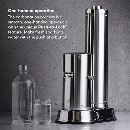 Aarke Carbonator Pro, Sparkling & Carbonation Water Machine, Stainless Steel with Glass Reusable Bottle Volume 800 mL/27 fl oz and CO2 Cylinder (Stainless)