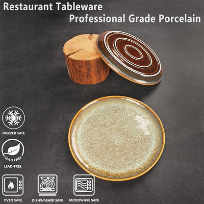 Ceramic Dinner Plates Dish Set,Set of 4,for Lunch snacks -Microwave Oven & Dishwasher Safe,Scratch Resistant,Dinnerware Kitchen Porcelain Serving Dishes 10 Inch Round