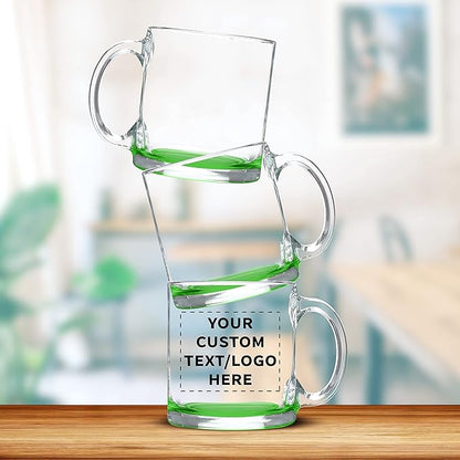 Libbey Clear Glass Coffee Mugs 13 oz. Set of 10, Bulk Pack - Perfect for Coffee, Tea, Espresso, Hot Cocoa, Other Beverages - Green Bottom