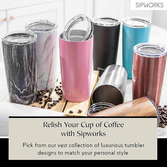 Stainless Steel Coffee Tumblers with Lids - 20z Double Walled Vacuum Insulated for Hot & Cold Drinks - Spill Resistant Travel Tumbler - Arctic White