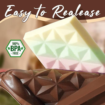 HKNMTT Chocolate Bar Mold Silicone, Large Stuffed Dubai Pistachio Deep Bar Moulds Kit 0.85 Inch Thick Big, Ideal for Homemade Making Candy Bar Bpa Free DIY Diamond Grid 2PCS