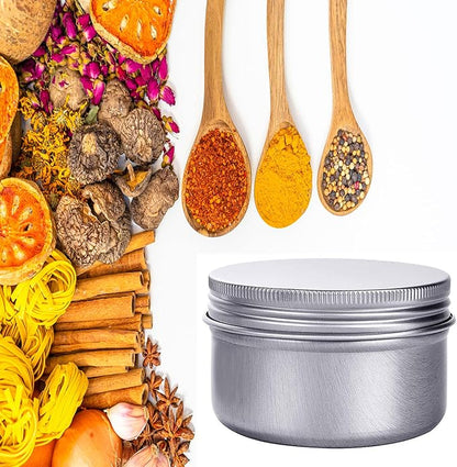 6 Ounce Aluminum Cans 180 mL Screw Lid Metal Storage Tins Containers for Storing Spices, Candies, Lip Balm, Candles, 12 Pcs.