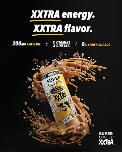 Super Coffee XXTRA, Keto Protein Coffee (0g Added Sugar, 7g Protein, 130 Calories) [Caramel] 15 Fl Oz, 12 Pack | Iced Smart Coffee Drinks - SoyFree GlutenFree