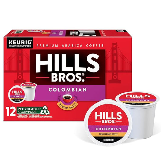 Hills Bros. Colombian Blend Keurig K-Cup Pods for Keurig Brewers – Medium Roast Premium Arabica Blend, Kosher – 2 Pack of 12 Single Serve Pods