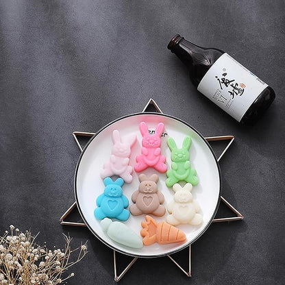 2 Pcs Easter Silicone Molds, 8- Cavity Non-Stick Bunny Carrot Baking Molds, Chocolate Cake Molds, for Making Candy, Soap, Ice Cube, Pudding, Jelly, Soap, Cake Topper Decoration