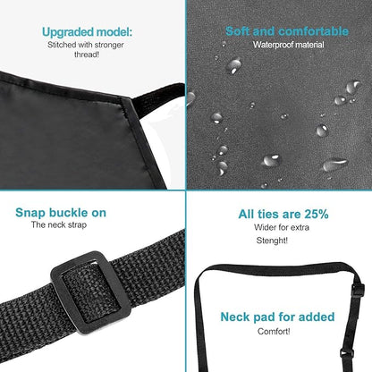 Gotega Waterproof Rubber Vinyl Apron 40 Inch Heavy Duty Chemical Work Apron Durable with Adjustable Bib Apron for Dishwashing Black