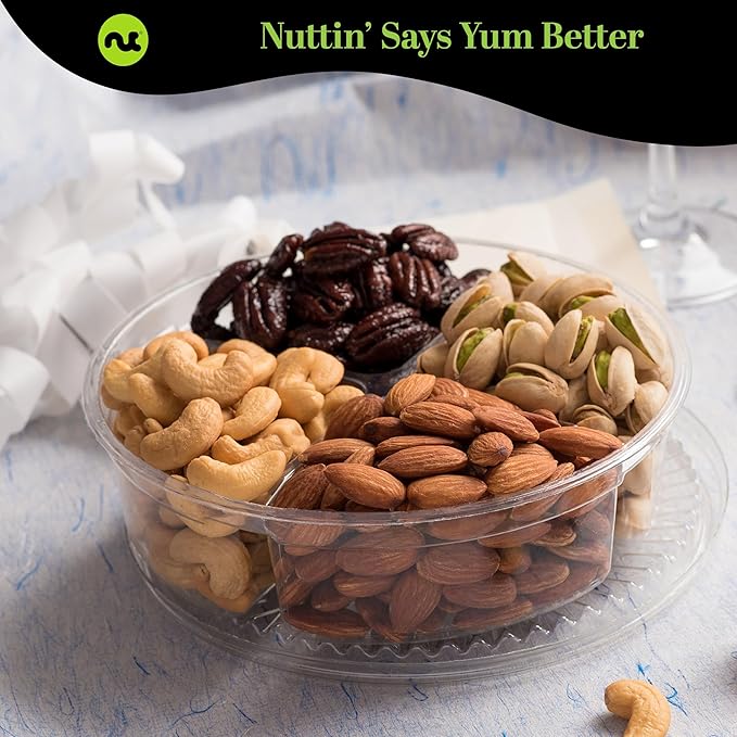 NUT CRAVINGS - Thanksgiving Mixed Nuts Gift Basket in Green Gold Box (4 Assortments) Holiday Xmas Christmas Food Arrangement, Healthy Snack Care Package, Food Assortments
