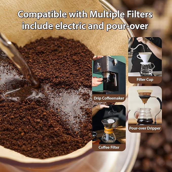 Coffee Filters V60 Coffee Filter Size 02 Cone Coffee Filters 2-4 Cups for Pour Over and Drip Coffee Maker(Natural Brown, 200 Count)