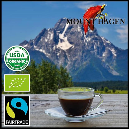 Mount Hagen Instant Espresso Coffee, Eco-friendly Organic Espresso Coffee Made From Medium Roast Arabica Beans, Freeze Dried Instant Coffee, Fair-Trade, Kosher, 1.76oz Jar