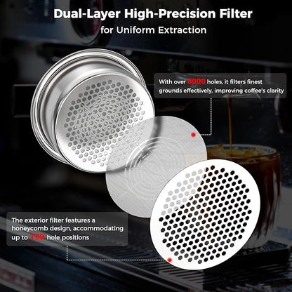 IKAPE 54mm Bottomless Naked Portafilter, Suitable for 54mm Breville Barista Series BES870/880 Machine & Solis Barista Machines (Included 18g Capacity Filter Basket)