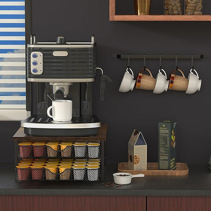 Coffee Pod Drawer Holder Capsule Storage Organizer 2 Tier Coffee Pods Holder With Sliding Baskets for 72 Capacity K Pod, Suit for Home Office Cafe Counter (Black)