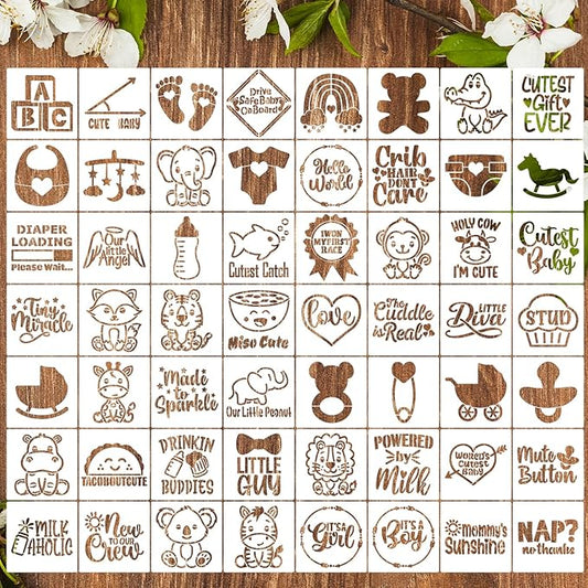 Baby Shower Stencils for Onesies Reusable 3” Baby Stencils for Crafts Fabric Clothes Bibs
