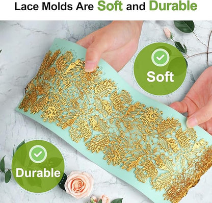 GROWTAIL Lace Molds Silicone,Cake Fondant Embossing Mat,Lace Molds for Cake Decorating Edible Lace