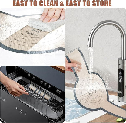 Silicone Bread Sling, 2 Pcs Non-Stick & Easy Clean Dutch Oven Baking Mat with Longer Handles, Silicone Baking Sling to Transfer SourDough Easily, Reusable Bread Mat Set with Storage Bracelets