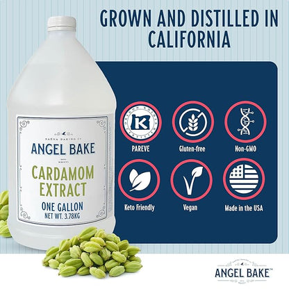 Pure Cardamom Extract, 1 Gallon - Natural Essence for Beverage Formulations, Bulk Manufacturing, Professional Food Developers - Kosher Certified, Vegan, Gluten-Free, Keto Friendly