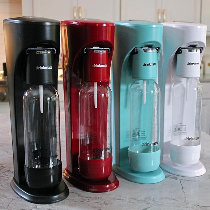 Drinkmate OmniFizz Sparkling Water and Soda Maker, Carbonates Any Drink, Bubble Up Bundle - Includes Two 60L CO2 Cylinders, One Carbonation Bottle, and Fizz Infuser (Arctic Blue)