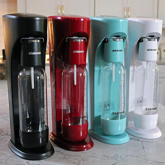 Drinkmate OmniFizz Sparkling Water and Soda Maker, Carbonates Any Drink, Bubble Up Bundle - Includes Two 60L CO2 Cylinders, One Carbonation Bottle, and Fizz Infuser (Arctic Blue)