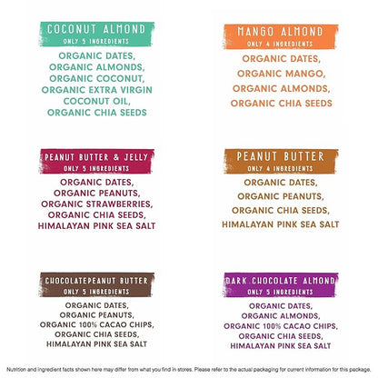 JONESBAR Organic Plant Based Protein Bars | 6 Flavor Variety Pack | Fruit & Nut Bar, Kosher, Gluten Free, Breakfast Bars, School Snacks, Vegan Snack & Healthy Snacks for Adults and Kids (Pack of 12)