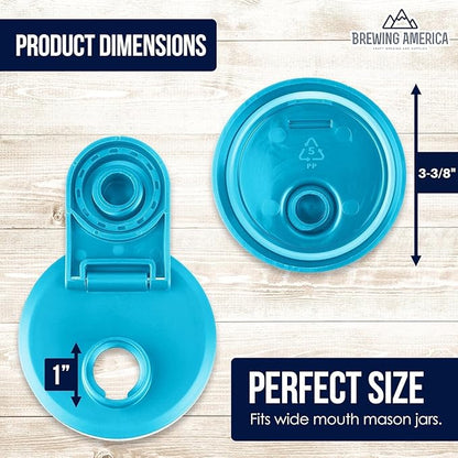 Brewing America Mason Jar Drinking Cup Pint and Half Drinking Lid and Azure 24oz Jar (1, Teal)