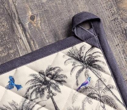 Maison d' Hermine Pot Holders 100% Cotton Heat Resistant Potholders 8" x 8" Hot Pads with Loop BBQ, Cooking, Baking, Grilling, Kitchen, Handling Hot Pans (Pack of 1, Amazonia)