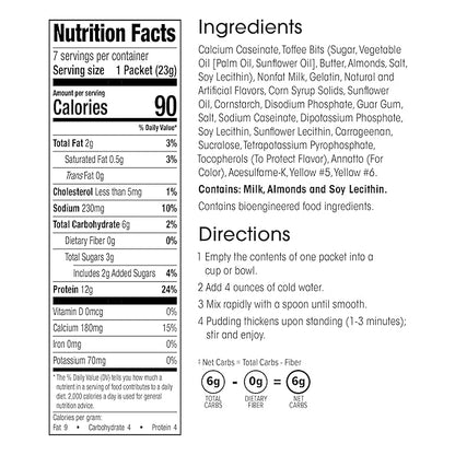 WonderSlim Protein Pudding, Toffee Cream, Gluten Free, Low Carb (7ct)