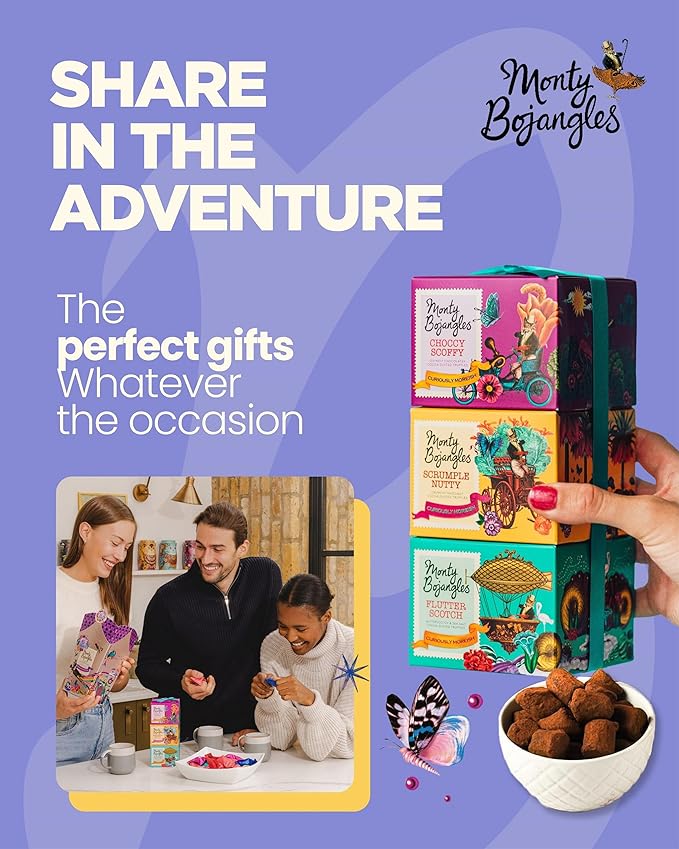 Monty Bojangles Cocoa Dusted Truffles Gift Tower (3 x 3.5oz Boxes) - 3 Flavors of Luxury Chocolate Truffle - The Perfect Chocolate Gift Box Selection