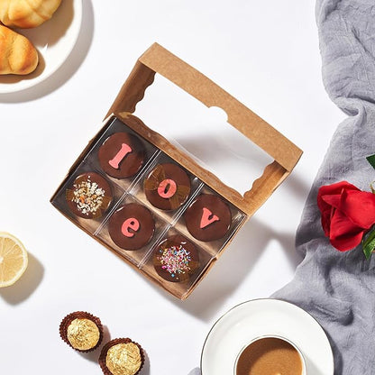 50pcs 7x4.33x1.5 Inch Brown Cookies Boxes with Window Bakery Boxes Cake Pop Boxes Chocolate Macaron Boxes Cakesickle Boxes Treat Boxes for Christmas Valentine's Father's Mother's Day
