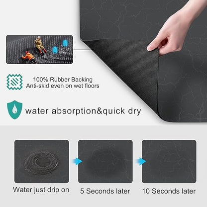 Golener Coffee Bar Accessories - Under Coffee Maker Mat, Cafe Tray Pad, Rubber Mats, Absorbent Pad, Under Appliance Mats, Dish Drying Mat for Kitchen Counter, Dish Drying Pad, 23"x15", Dark Gray