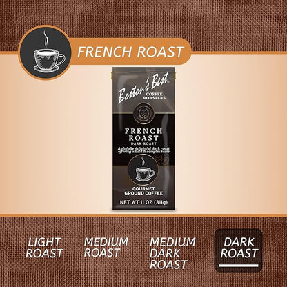 Boston’s Best Coffee - Rich & Bold French Roast Gourmet Delicious Dark Roast Premium Ground Coffee, 11 oz. / 311 g Bag