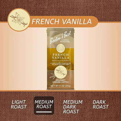 Boston’s Best Coffee - French Vanilla Delicious Gourmet Premium Ground Coffee, 11 oz. / 311 g Coffee Bag