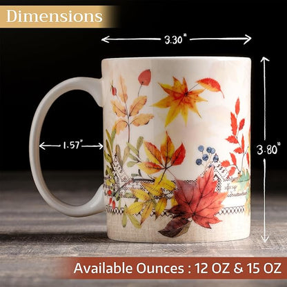 Maison d' Hermine Coffee Mug with Handles Fine Bone China Mugs Pack of One Tea Cups for Hot Beverages Cappuccino Latte Home Restaurant Office Perfect for Gift (Amarante - Charmille, 15 Ounce)