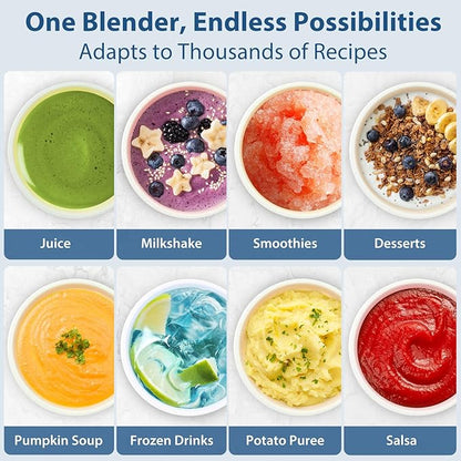 Aeitto Blenders for Kitchen with 68Oz. Large Capacity, 1800W Max Power Smoothie blender, 3 Preset Programs & 7 Speeds, Professional Countertop Blender for Smoothies, Frozen Drinks, Generation1 Silver