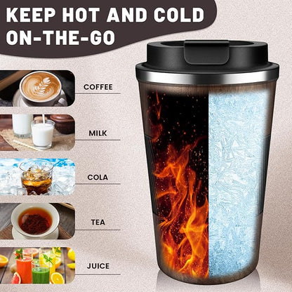 Insulated Coffee Tumblers with Flip Lid 12oz / 17oz, Stainless Steel Travel Coffee Mug Leak Proof, Vacuum Insulated Coffee Mug Reusable Cup, Keeps Cold and Hot for Coffee Tea